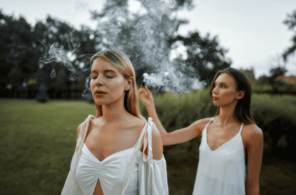 Women smoking cannabis.
