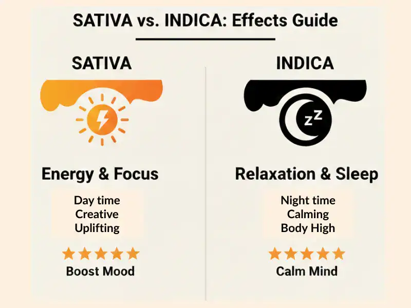Sativa-gummies-vs-indica-gummies-effects-comparison-chart