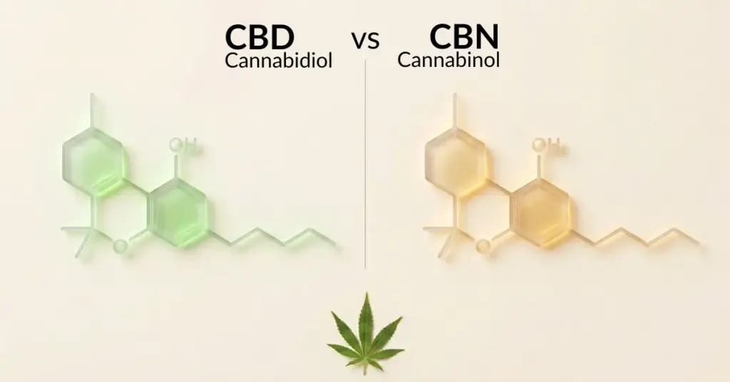 CBD vs CBN molecular structure comparison cannabidiol for calm and cannabinol for sleep explained