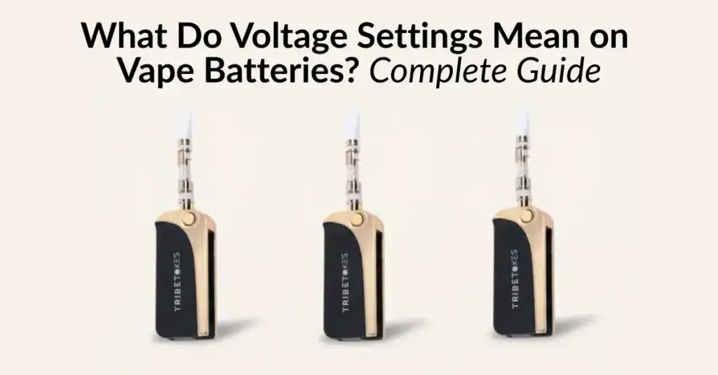 TribeTokes vape battery voltage settings guide — adjustable 510 thread battery with voltage dial close-up