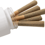 TribeTokes THCa pre-rolls in a sealed glass jar beside one whole-flower joint