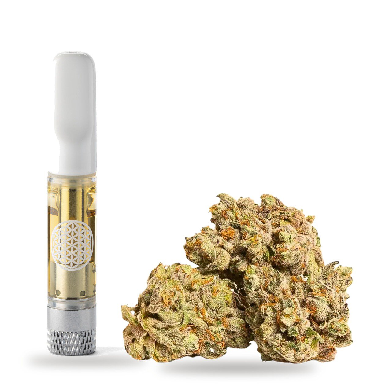 Birthday Cake strain: vape cartridge and cured flower nug