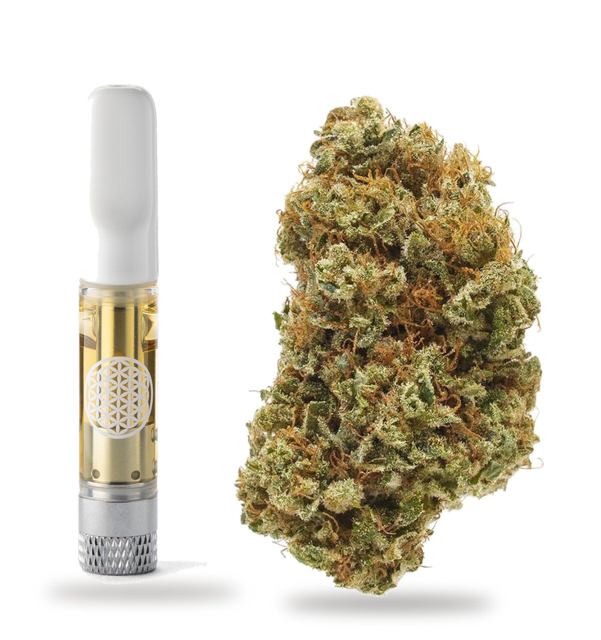 Hawaiian Dream strain: vape cartridge and cured flower nug