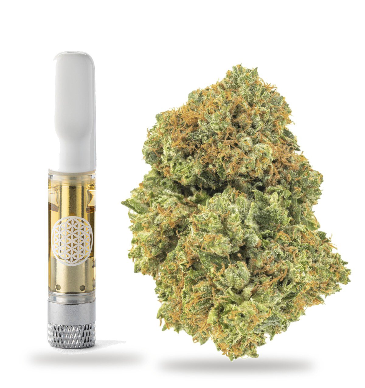 King Louis XIII strain: vape cartridge and cured flower nug