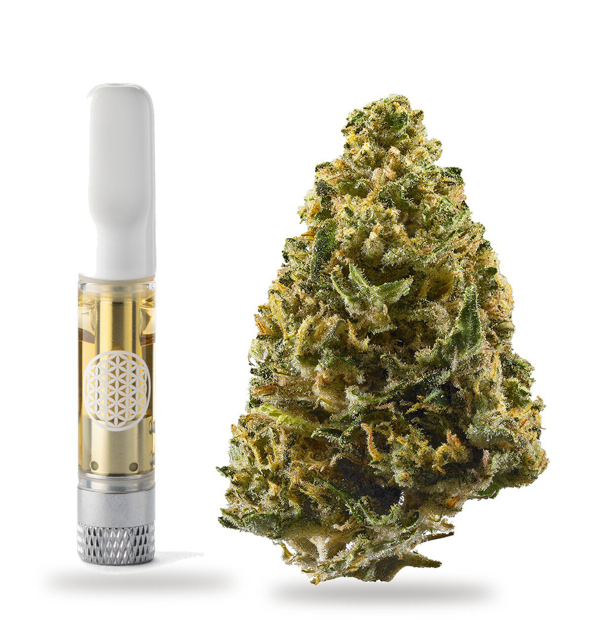 Northern Lights strain: vape cartridge and cured flower nug