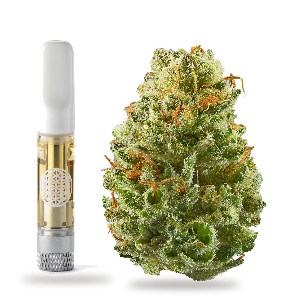 Strawberry Cough strain: vape cartridge and cured flower nug