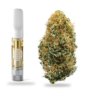 White Widow THCa live resin cart, woody and floral, hybrid