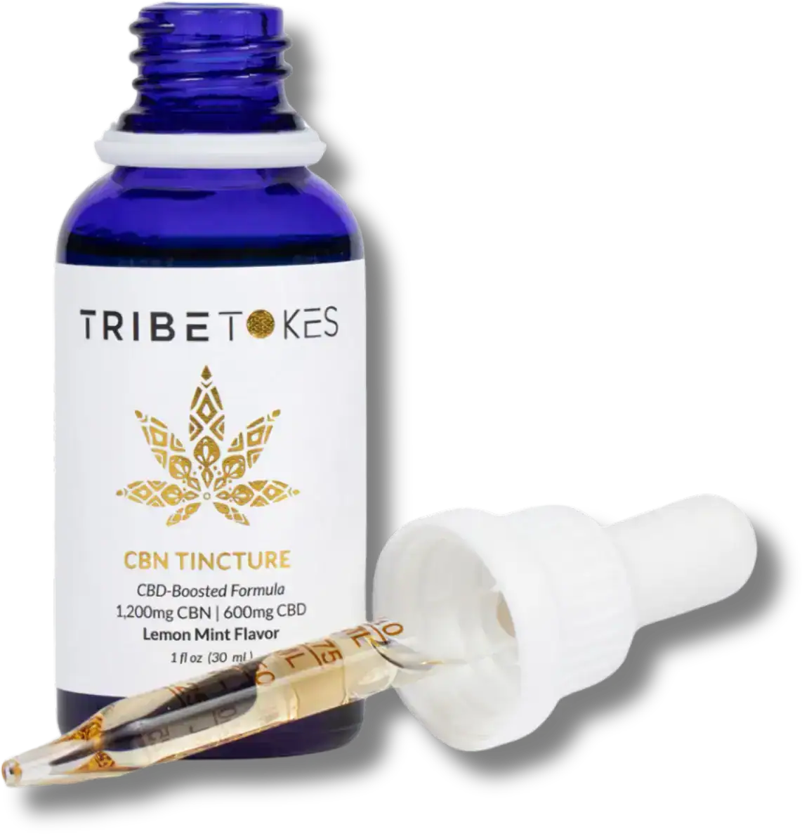TribeTokes cannabis tincture bottle with dropper
